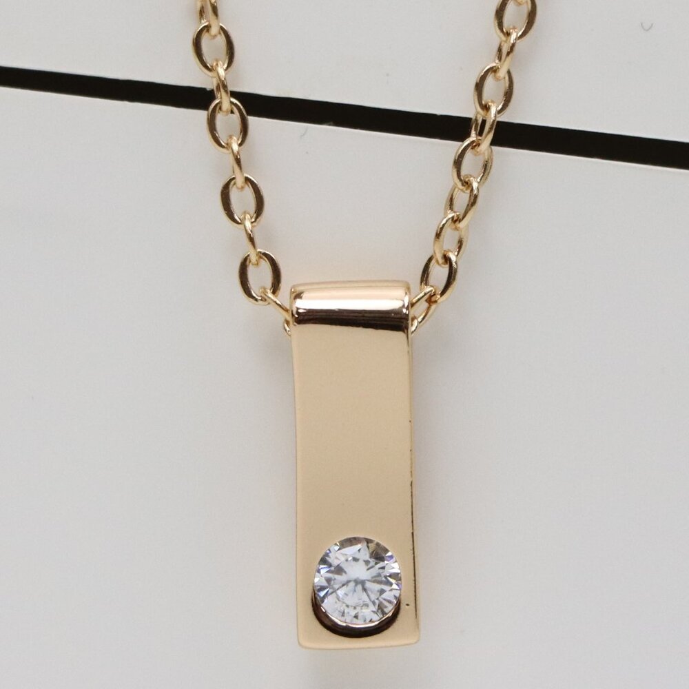 "Minimalist Rose Gold Necklace with Crystal Bar Pendant, XPNL0158